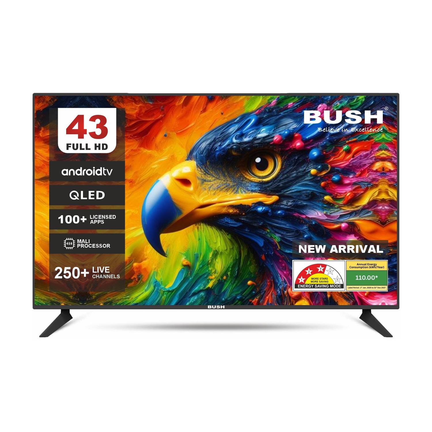 Bush 109 cm (43 inch) QLED Full HD Smart Android Based TV