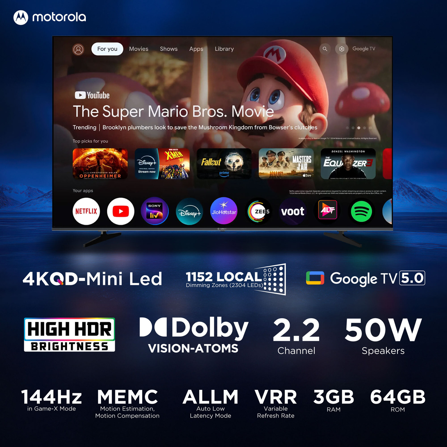 Image of MOTOROLA 216 cm (85 inch) Ultra HD (4K) Mini LED Smart Google TV 2026 Edition