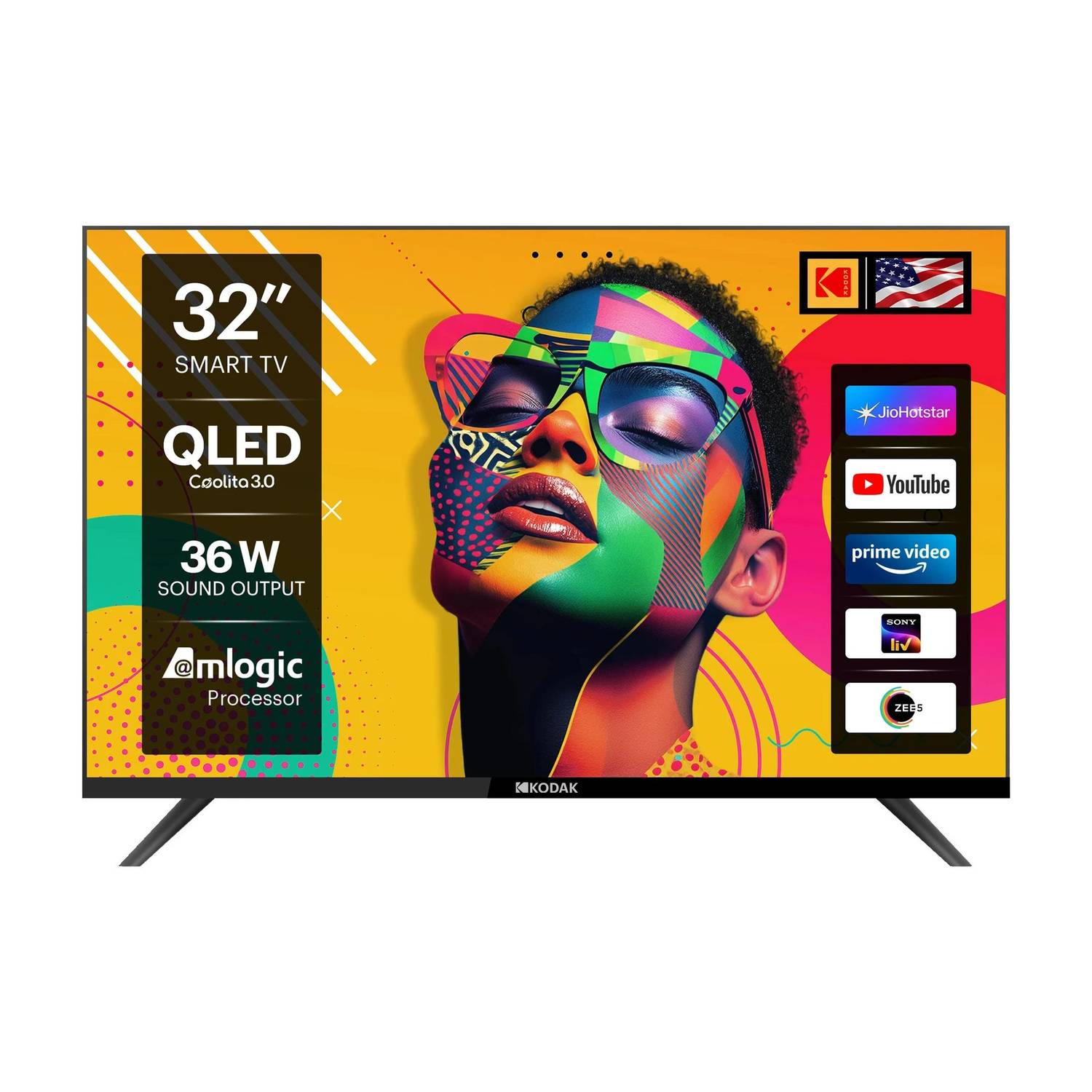 KODAK QLED SE 80 cm (32 inch) QLED HD Ready Smart Linux TV with 36 W Surround Sound | 2 Speakers | 400 Nits Brightness| Web Browser | Sports Mode | Bezel - Less Design