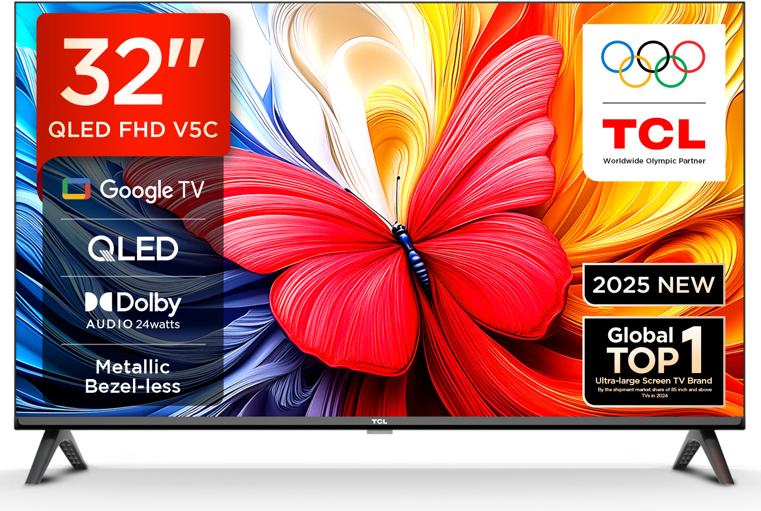 Image of TCL V5C 80 cm (32 inch) QLED Full HD Smart Google TV with 100% Color Volume Plus | 24W Dolby Audio | Google Assitant | Chromecast built-in | Slim Design