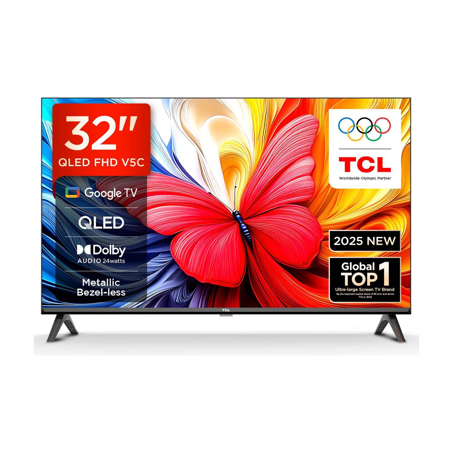 TCL V5C 80 cm (32 inch) QLED Full HD Smart Google TV with 100% Color Volume Plus , 28W Dolby Audio , Google Assitant , Chromecast built-in , Slim Design