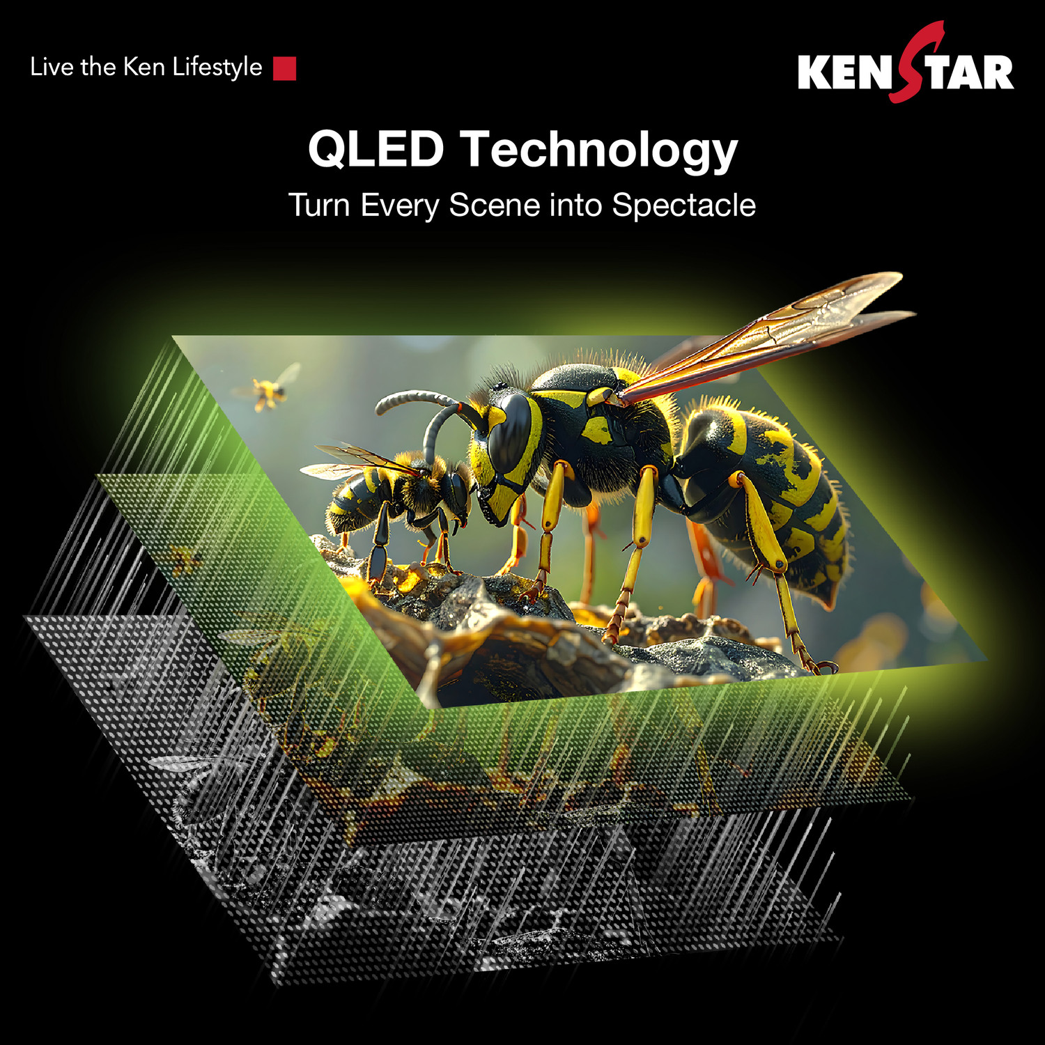 Image of Kenstar 80 cm (32 inch) QLED HD Ready Smart Coolita TV 2025 Edition with 20W Speakers 300 Nits Brightness Bezel-less Design 300+ Live Channels Voice Control by Coolink App