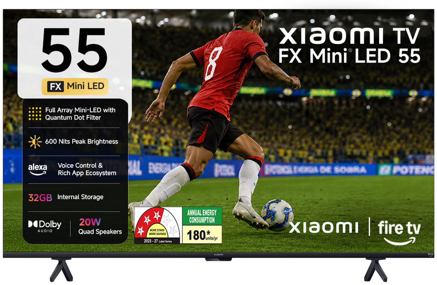 Image of XIAOMI FX Series 138.4 cm (55 inch) Ultra HD (4K) Mini LED Smart Fire TV 2026 Edition with QLED TECHNOLOGY, Alexa built-in , Quantum Dot Filter , DLG 120Hz , HDR 10+, 32 GB Storage , Dolby Audio, Premium Metallic Finish Design , Film-maker Mode , Mi TV