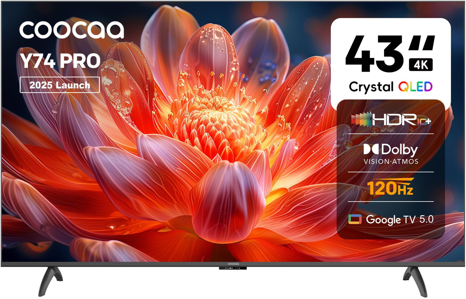 Image of Coocaa Y74 Pro 108 cm (43 inch) QLED Ultra HD (4K) Smart Google TV with Dolby Vision & Dolby Atmos| 120Hz Game Accelerator| ALLM| MEMC| Wide Colour Gamut| 30W Sound| 32 GB Storage