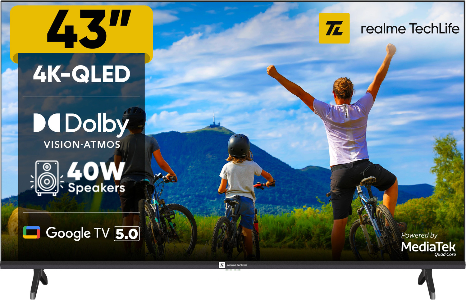 Image of realme TechLife 109 cm (43 inch) QLED Ultra HD (4K) Smart Google TV with 5.0 with Dolby Atmos, and 40 W downfiring speaker