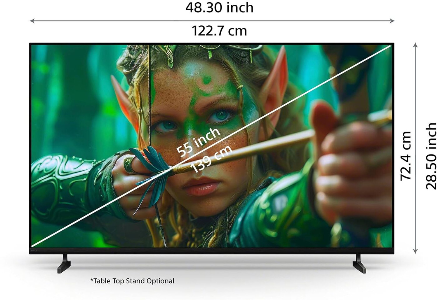 Image of SONY BRAVIA 2 139 cm (55 inch) Ultra HD (4K) LED Smart Google TV 2025 Edition with Resolution: 4K Ultra HD (3840 x 2160) | Refresh Rate: 60 Hertz Connectivity: 4 HDMI ports to connect set top box, Blu Ray players, gaming console | 2 USB ports to connect hard drives and other USB devices Sound : 20 Watts Output | 2ch | Open Baffle Speaker| DTS Digital Surround | DTS:X | Dolby Atmos, Dolby Audio Smart TV Features: Google TV | Watchlist | Google Assistant |Google Cast | Game Menu | ALLM /eARC (HDMI 2.1 Compatible) | Additional Features: Apple Airplay 2 | Apple Homekit | Alexa | Energy Rating: 2 Star | Annual Energy Consumption: 186.76 kWh Display : 4K LED | 4K Processor X1 | Live Color | 4K X-Reality PRO | MotionFlow XR 200 | HDR10 /HLG