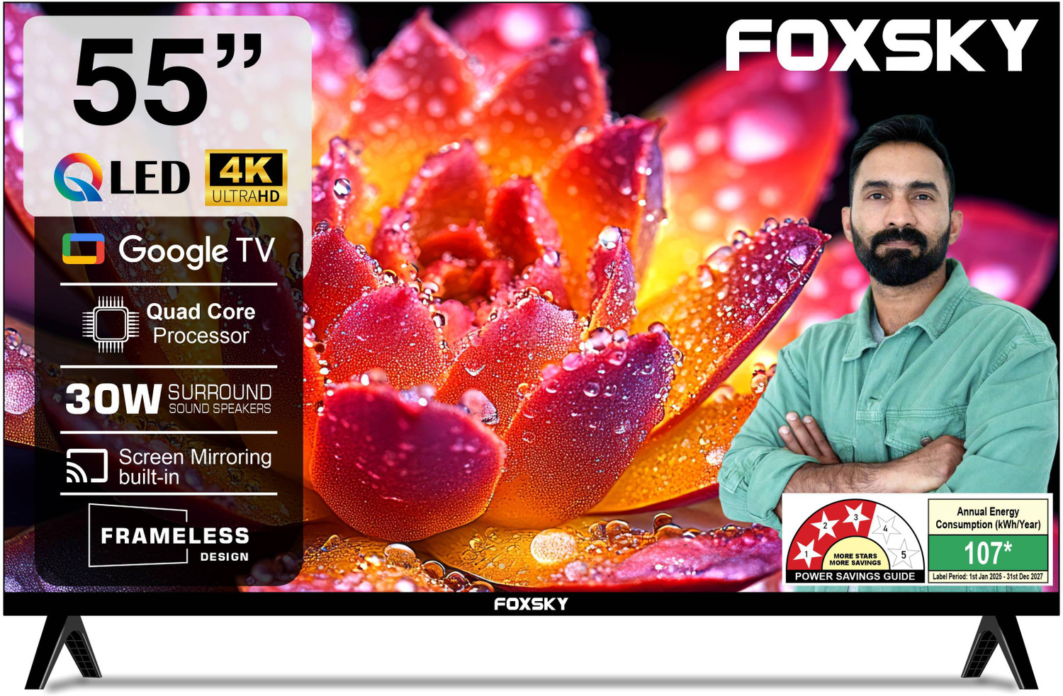 Image of Foxsky 139.7 cm (55 inch) QLED Ultra HD (4K) Smart Google TV