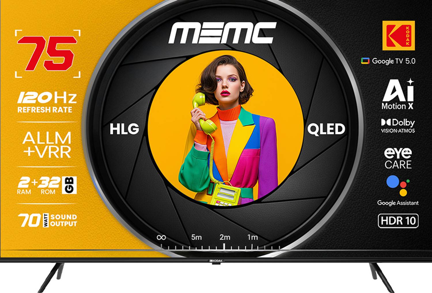 KODAK 189 cm (75 inch) QLED Ultra HD (4K) Smart Google TV with 70W KODAK 189 cm (75 inch) QLED Ultra HD (4K) Smart Google TV with 70W