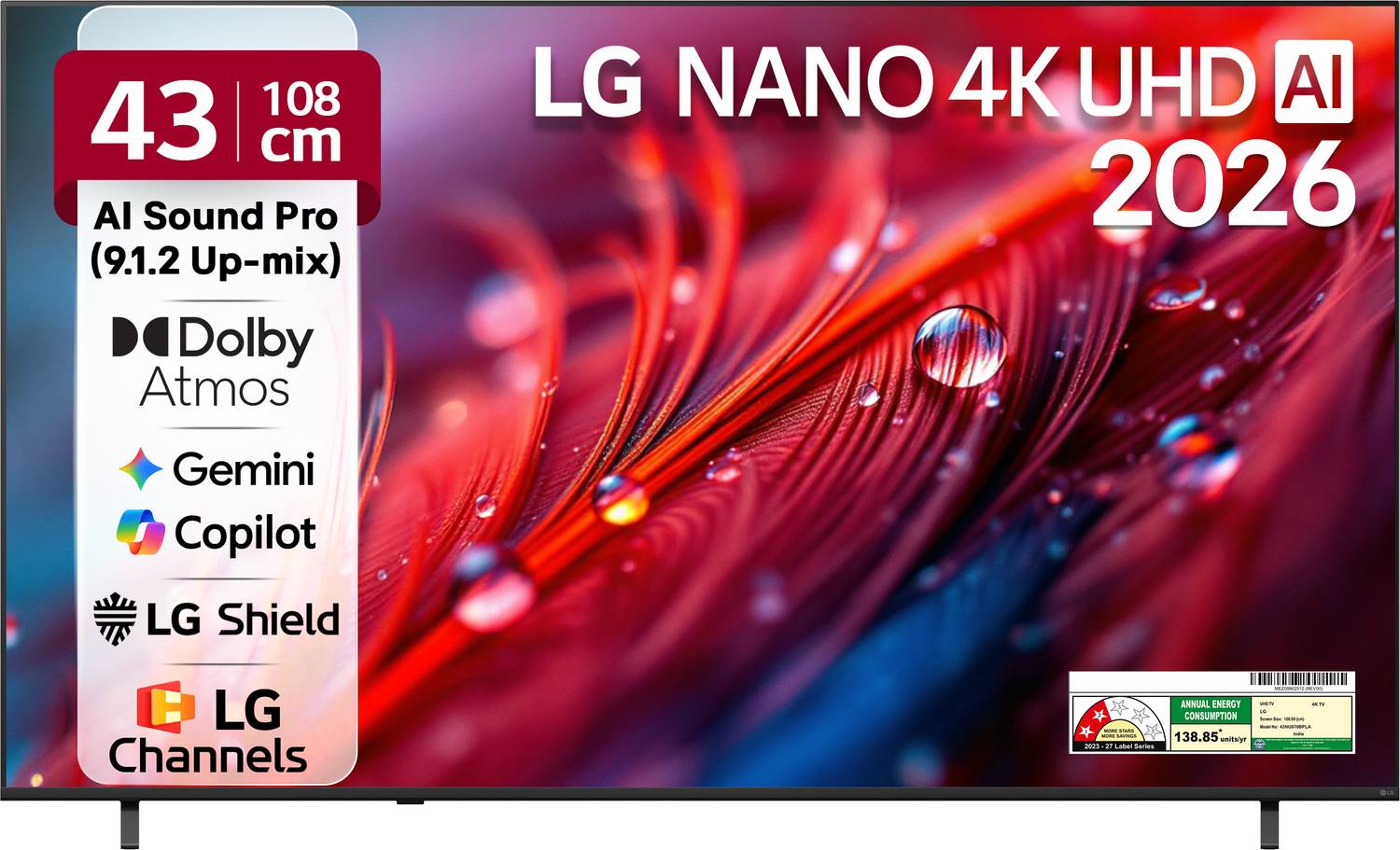 LG 43 inch 4K Ultra HD Smart WebOS TV 2026