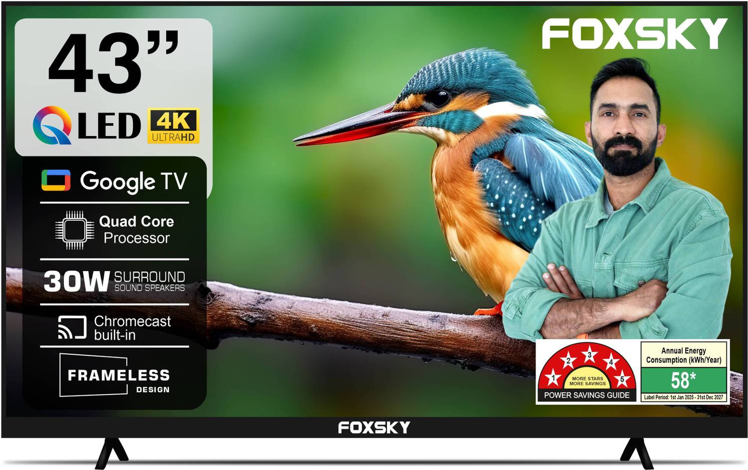 Foxsky 109 cm (43 inch) QLED Ultra HD (4K) Smart Google TV with