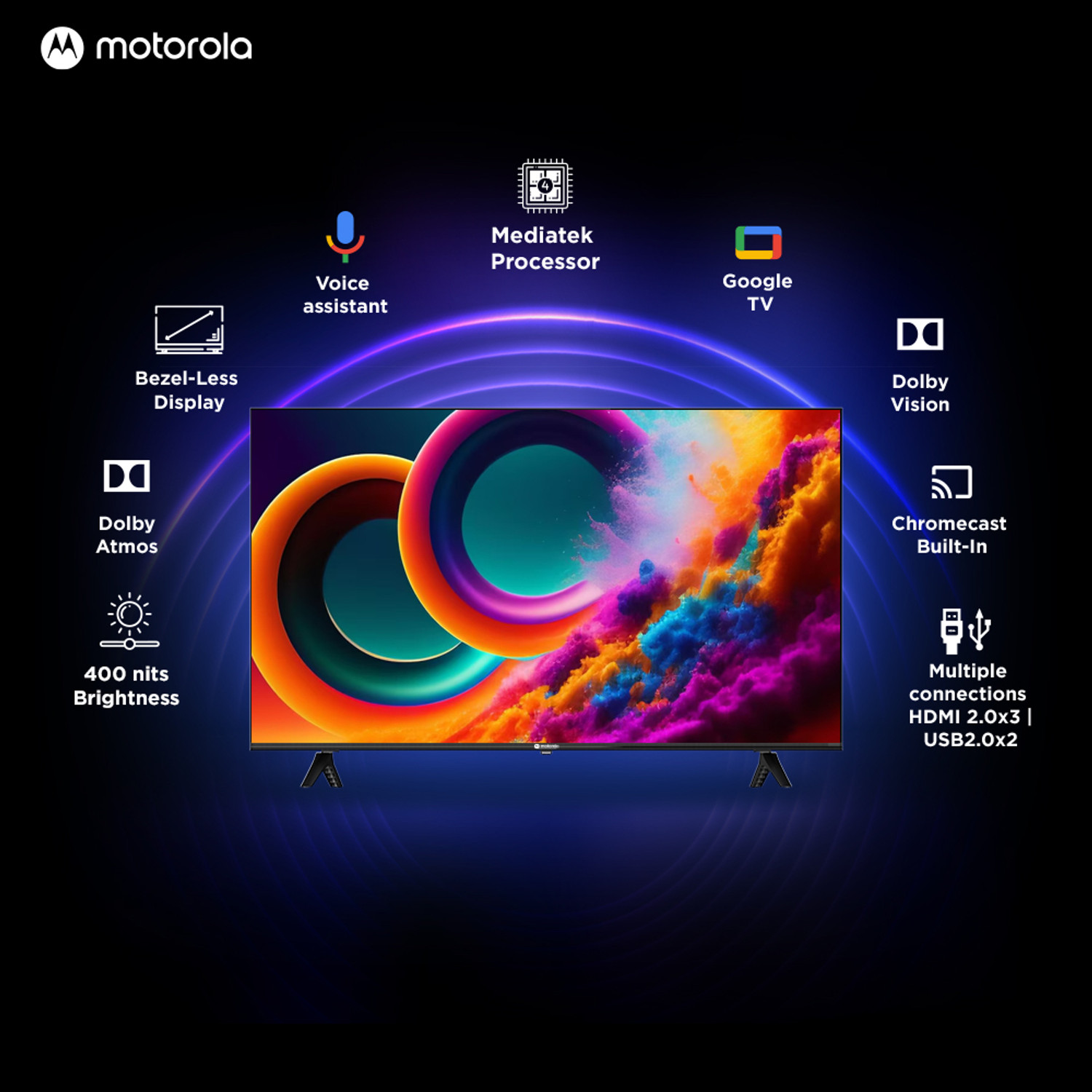 Image of MOTOROLA EnvisionX 165 cm (65 inch) QLED Ultra HD (4K) Smart Google TV with Dolby Vision and Dolby Atmos