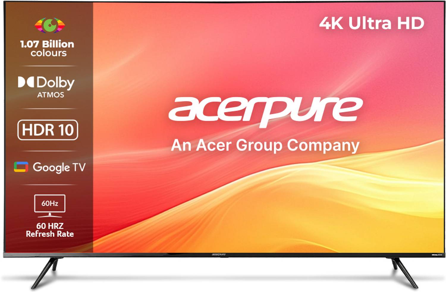 acerpure Swift TV by Acer (2024 Series) 164 cm (65 inch) Ultra HD (4K) LED Smart Google TV with Bezel-Less | Google OS | VRR | ALLM | Dolby ATMOS
