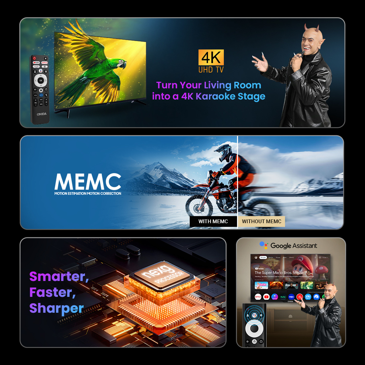 Image of ONIDA Karaoke Series 164 cm (65 inch) Ultra HD (4K) LED Smart Google TV 2025 Edition with Google 5.0, MEMC