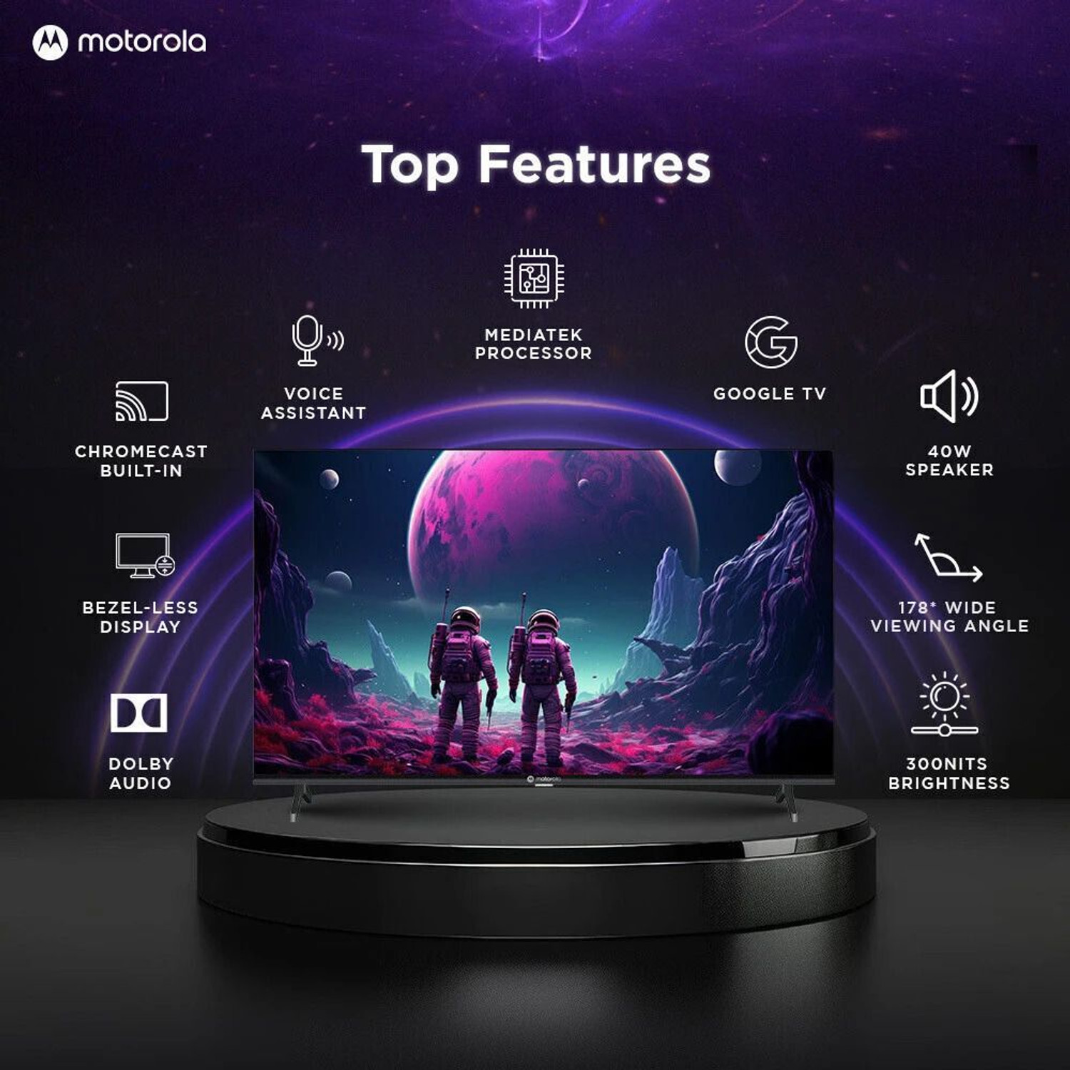 Image of MOTOROLA 109 cm (43 inch) QLED Full HD Smart Google TV with Dolby Audio & 40W Speaker