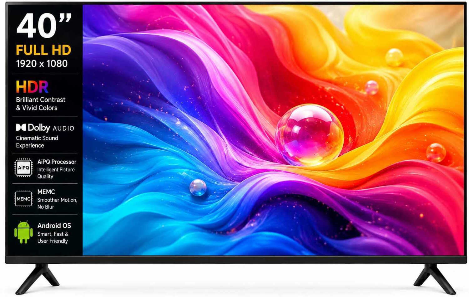 Image of jinis Android Series 101 cm (40 inch) QLED Full HD Smart Android TV 2026 Edition with TV is 24-inch Full HD Android TV with HDR, Dolby Audio and AiPQ Processor.