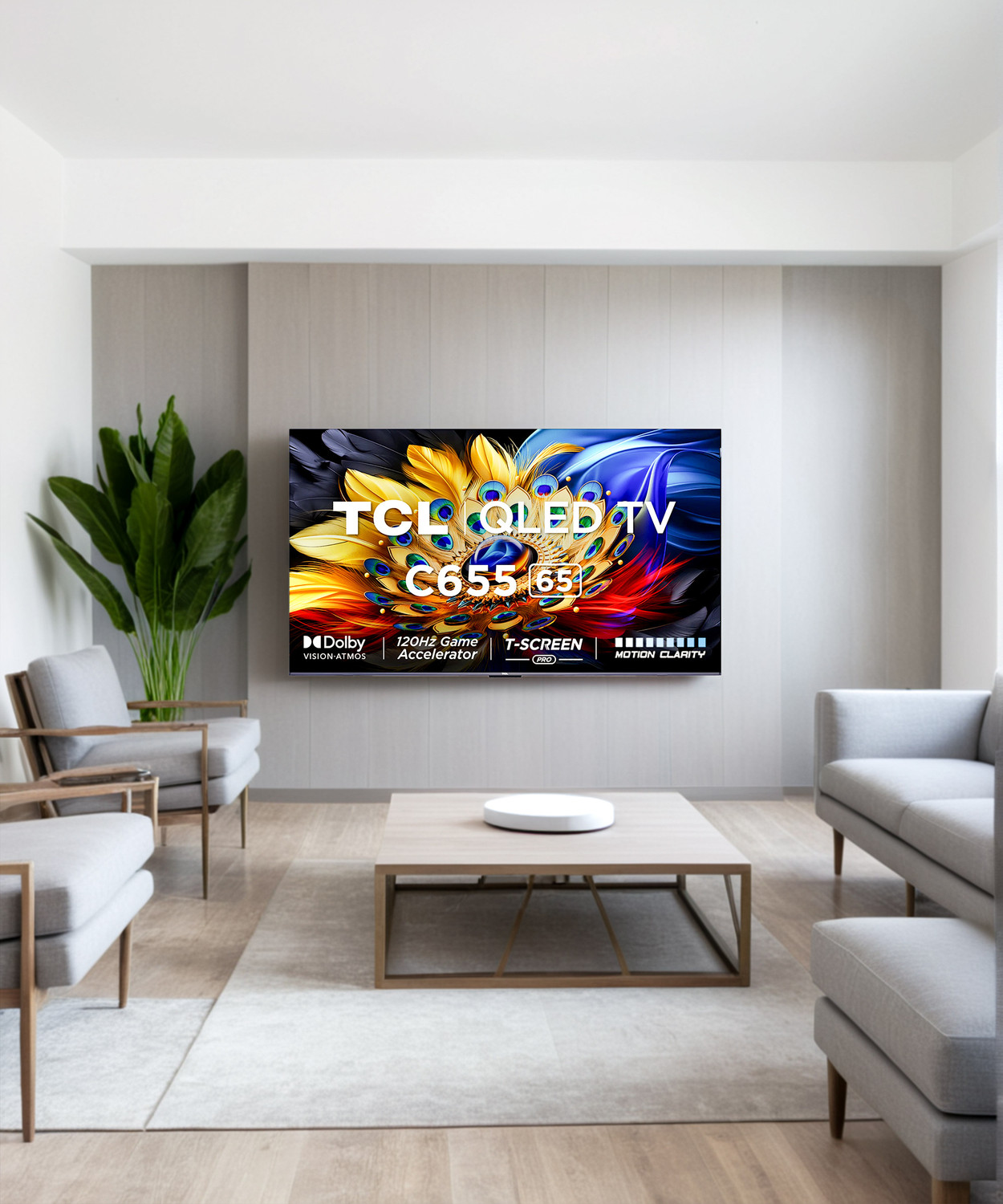 Image of TCL C655 164 cm (65 inch) QLED Ultra HD (4K) Smart Google TV with T-SCREEN |Dolby Vision-Atmos | Hands-Free Voice Control| 120 Hz game Accelerator