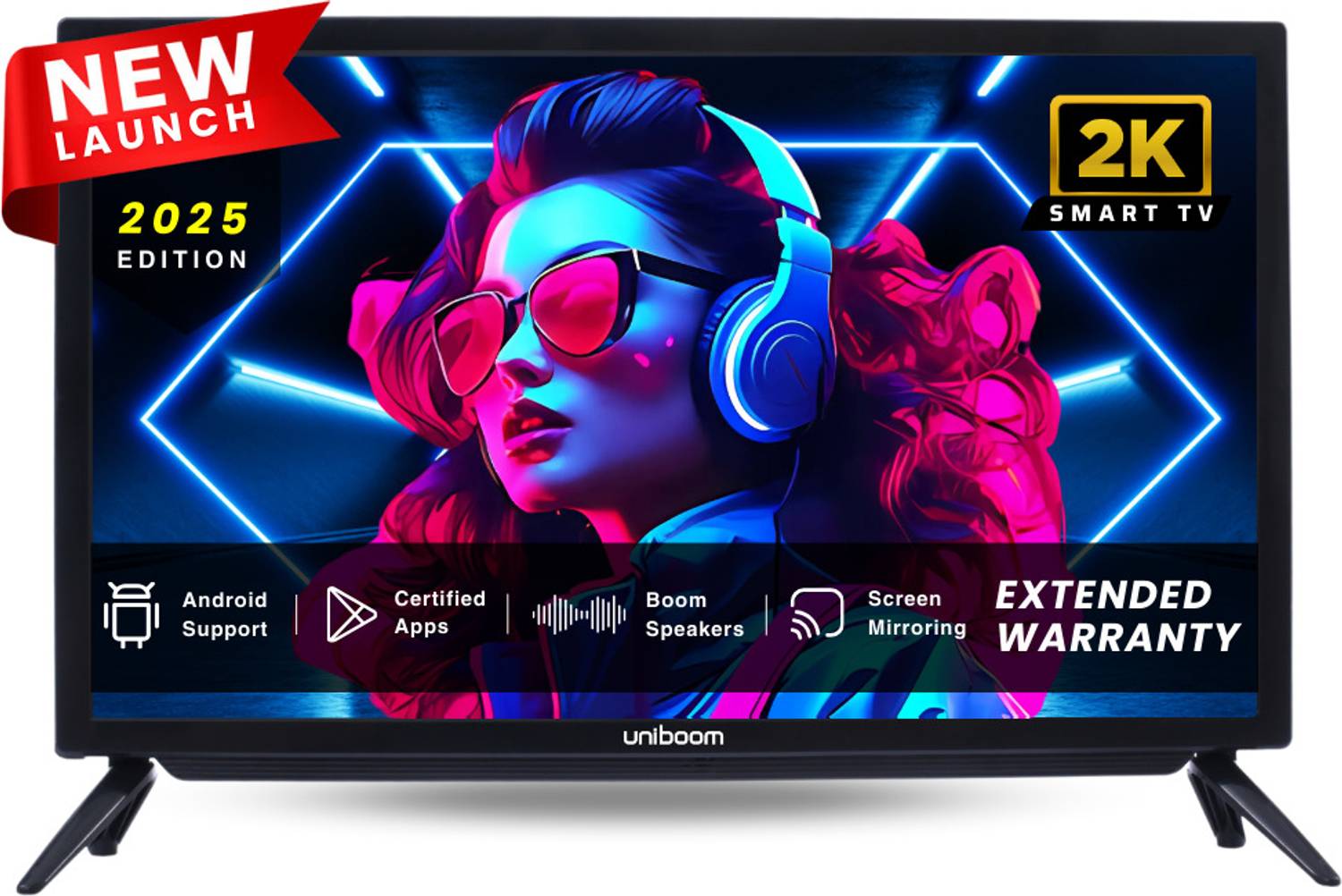Uniboom ULTIMA 60 cm (24 inch) HD Ready LED Smart Android TV with 30W Sounbar Edition - Aura Vision+ Display - Mobile Screen Cast - 1000+ Smart Apps - Games