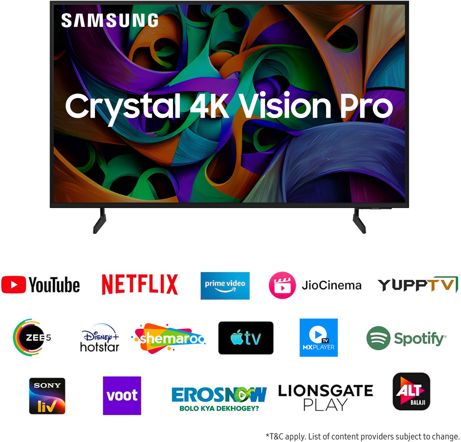 Image of Samsung Crystal 4K Vision Pro 108 cm (43 inch) Ultra HD (4K) LED Smart Tizen TV with Bright Vision | 4K Upscaling | Multiple Voice Assistance Remote | Purcolor | HDR 10+ | Auto Game Mode | Q-Symphony | Knox Security
