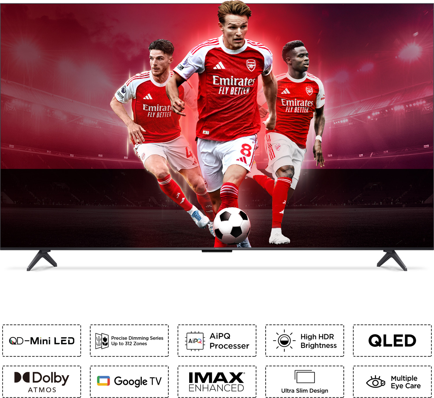 Image of TCL 55Q6CS 139 cm (55 inch) Ultra HD (4K) Mini LED Smart Google TV with High HDR Brightness | 312+ Dimming Zones | AiPQ Processor | Dolby Vision-Atmos 40 W ONKYO 2.1 Hi-Fi System | IMAX Enhanced
