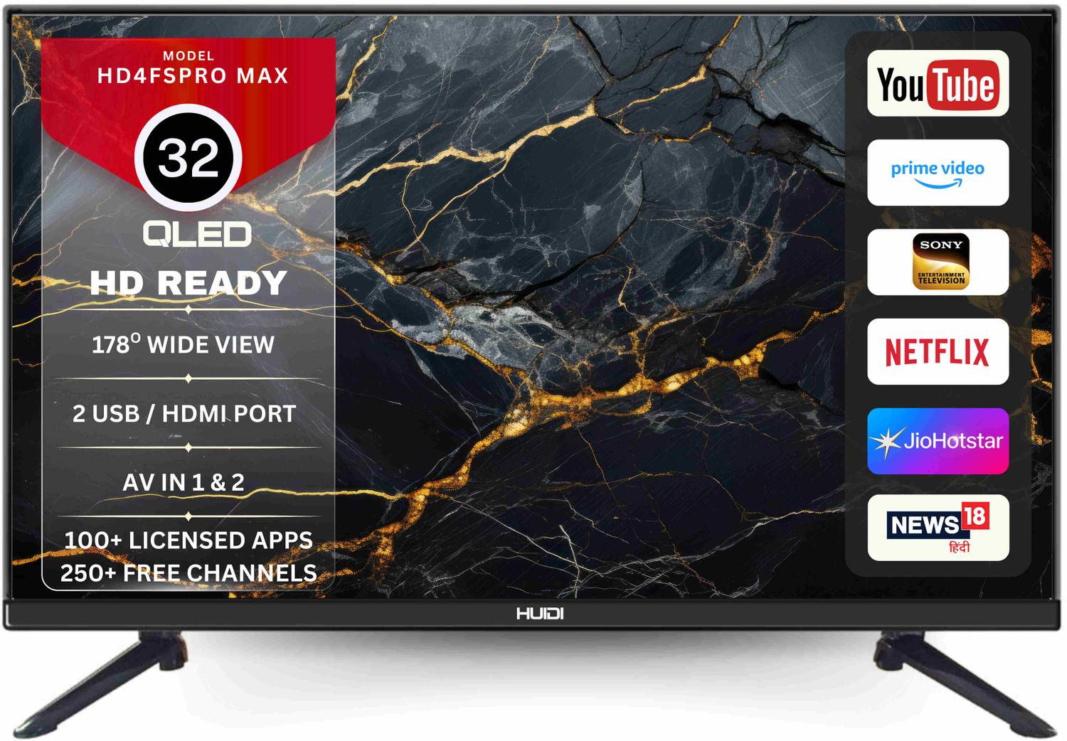 HUIDI HD4FSPRO max 80 cm (32 inch) QLED HD Ready Smart Android TV