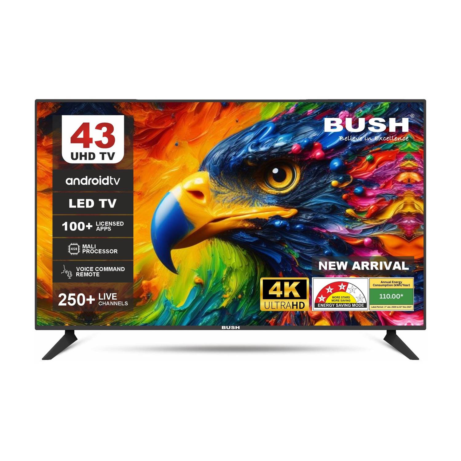 Bush 109 cm (43 inch) Ultra HD (4K) LED Smart Android Based TV