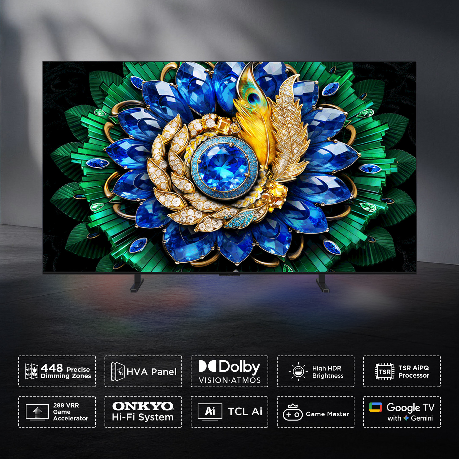 Image of TCL A400M 138.71 cm (55 Inch) Ultra HD (4K) Mini LED Smart Google TV 2026 Edition with ONKYO Hi-Fi System Up to 488 Precise Dimming Zones 288 VRR High HDR Brightness TSR AiPQ Processor AMD Free Sync Premium TCL Ai Ultra-slim Unibody Design