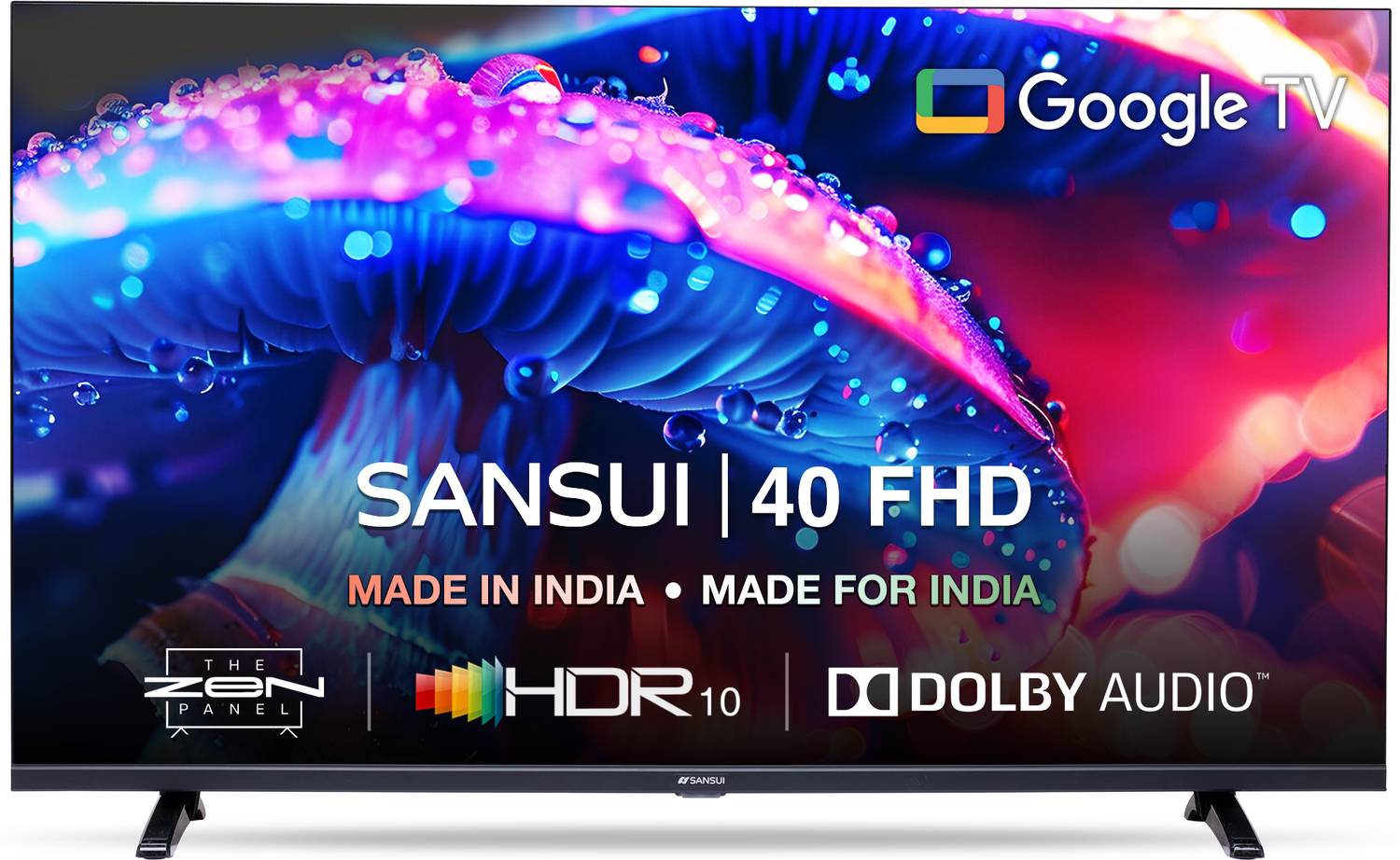Sansui 102 cm (40 inch) Full HD LED Smart Google TV with Dolby Audio | Surround Sound | Bezel-Less Design | Zen Panel | HDR10