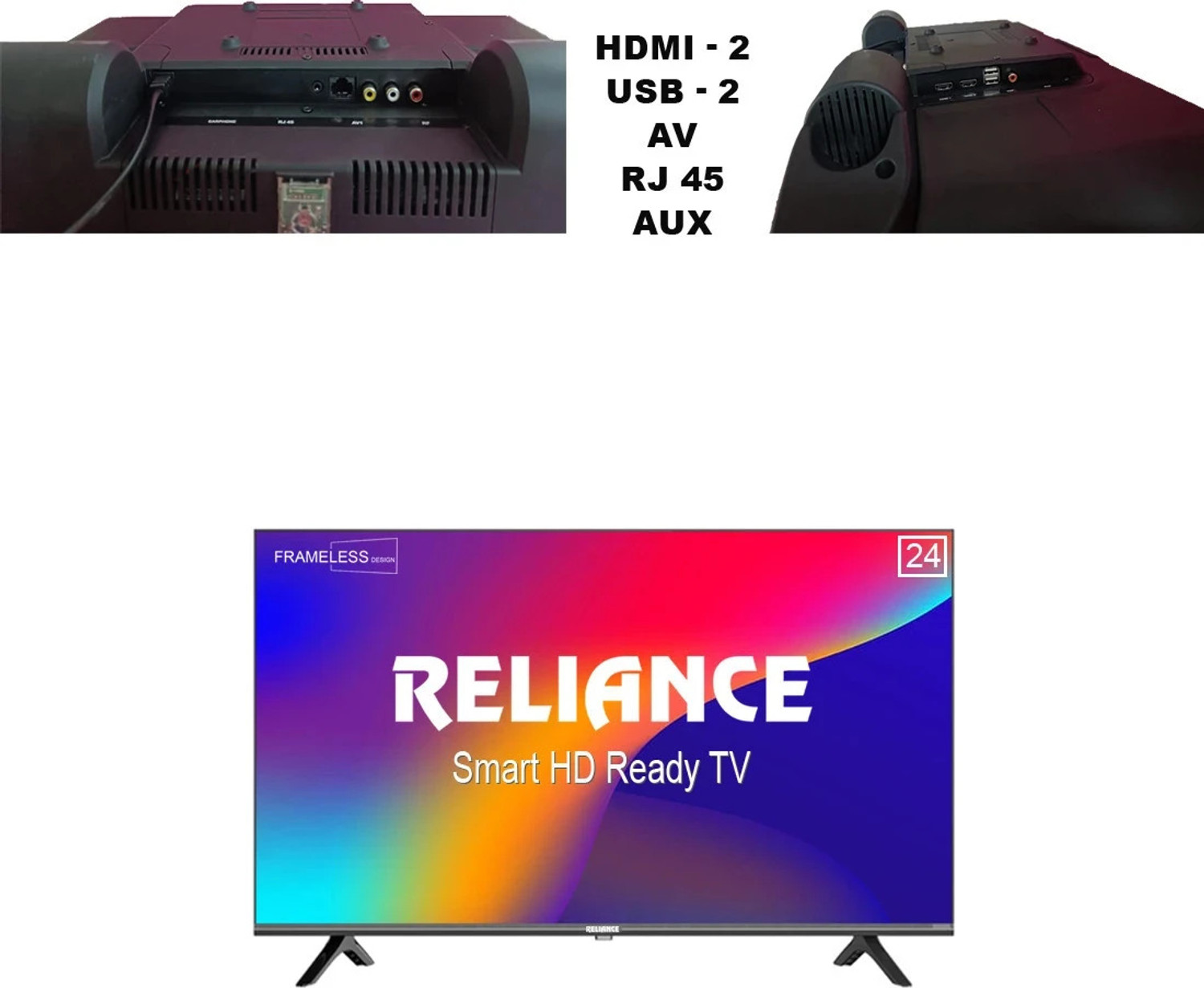 Image of Reliance Jumbo 60 cm (24 inch) HD Ready LED Smart Android TV with A+ & Full HD Support Display, Frameless Design and 20 Watts Sound