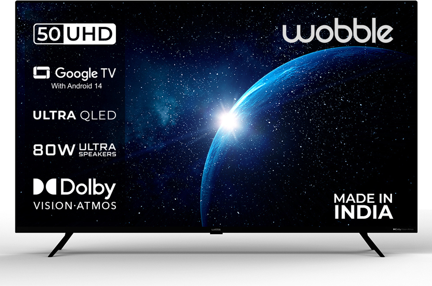 Image of Wobble X Series 127 cm (50 inch) QLED Ultra HD (4K) Smart Google TV with MEMC Dolby Vision| 80W Dolby Atmos |ALLM 120Hz VRR