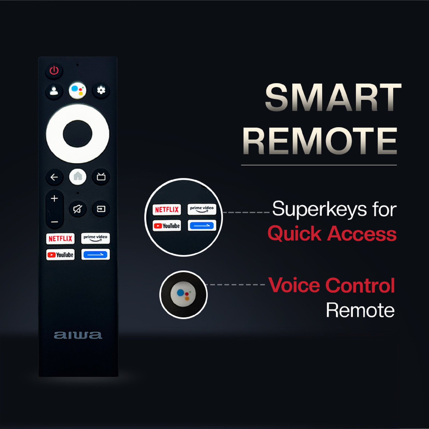 Image of Aiwa 81.28 cm (32 inch) QLED HD Ready Smart Google TV with 1N Remot Control| |4N Screw| |1N User Manual with Warranty Card| |1N Set Table Stand, 1N Wallmount| |2N Batteries (AAA)