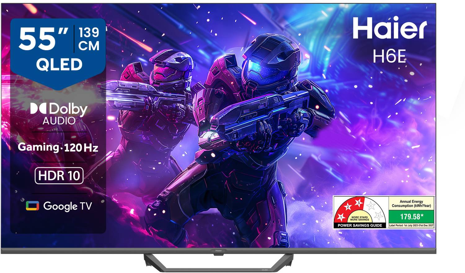 Haier H6E 139 cm (55 inch) QLED Ultra HD (4K) Smart Google TV wit