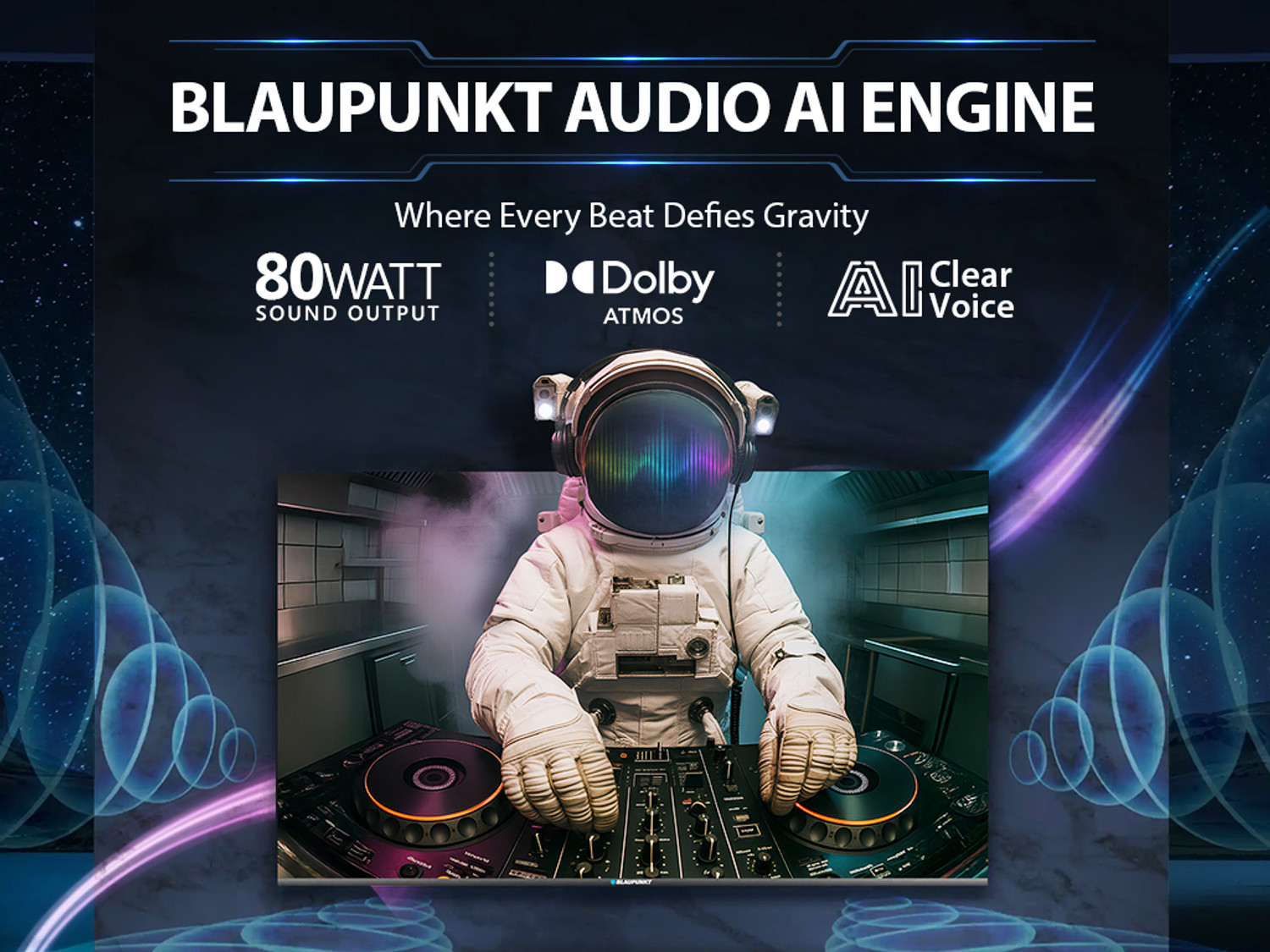 Image of Blaupunkt 189 cm (75 inch) QLED Ultra HD (4K) Smart Google TV with 80W Sound Output | 4 Speaker | 550 Nits Brightness | Precise Dimming | HDR10+ | Dolby Atmos | Dolby Vision | 120 Hz Refresh Rate | HLG | ALLM & VRR | Eyecare | Google Assistant | Bezel Less Design