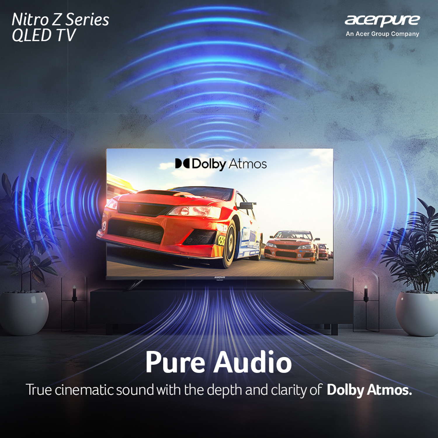 Image of acerpure Nitro Z 108 cm (43 inch) QLED Ultra HD (4K) Smart Google TV with 120 Hz HSR |Android 14 | GTV 5.0 Ref Design ?| Dolby Vision & Dolby Atmos | 40W Sound | HDR10 | 350 Nits | Dual Wi-Fi | Bluetooth 5.0 | Built-in Satellite Tuner | ALLM | VRR | MEMC | CEC 2.0 | AIPQ Chipset | AI Content Generator | 2GB+32GB | Gaming Mode | Wall Mount Included