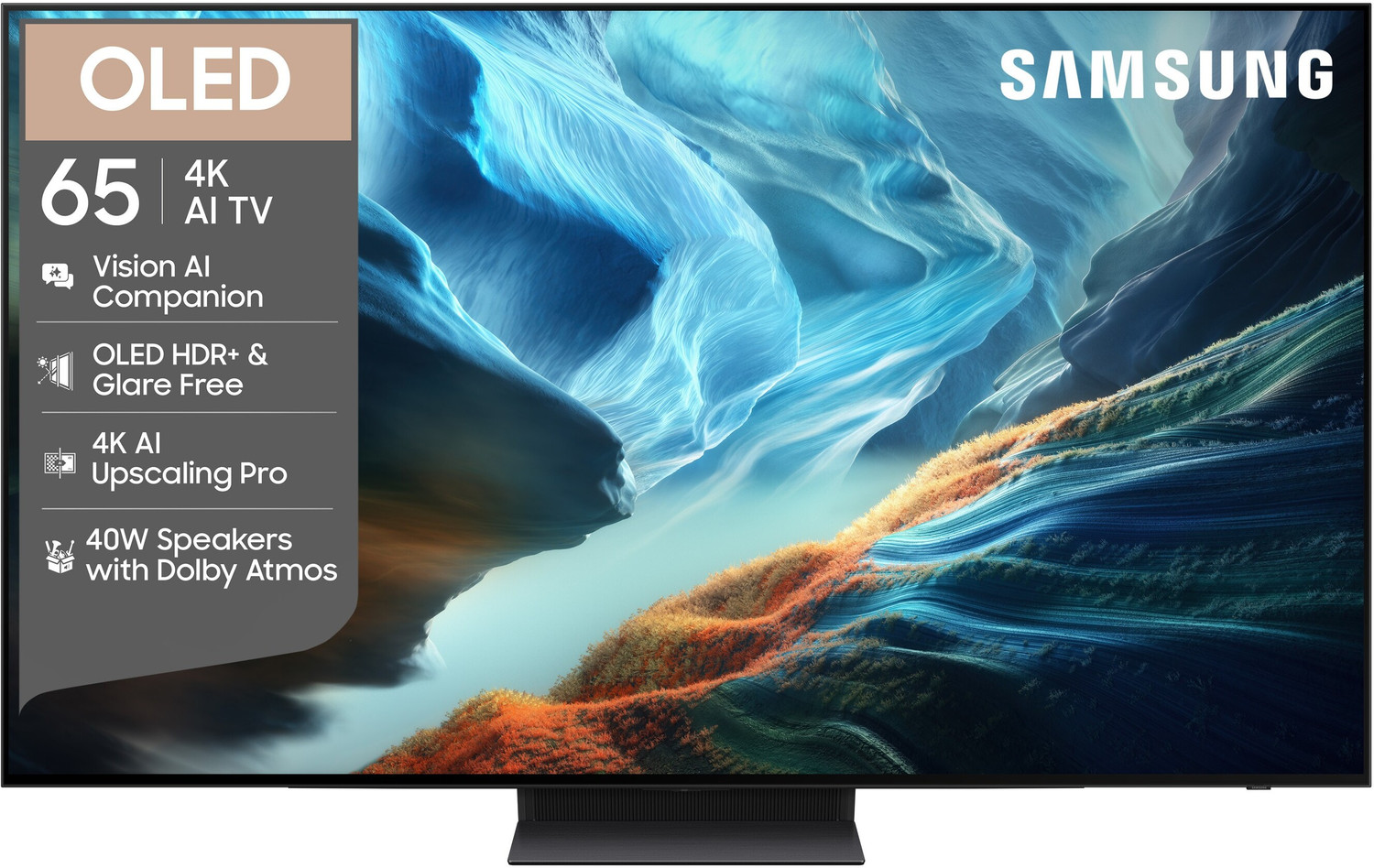 Image of Samsung Vision AI 163 cm (65 inch) OLED Ultra HD (4K) Smart Tizen TV 2026 Edition with 4K AI Upscaling Pro OLED HDR+ NQ4 AI Gen3 Processor Glare Free AI Football Mode Pro Multiple Voice Assistance Remote Control Dolby Atmos Samsung Knox Security 150+ Free Channels