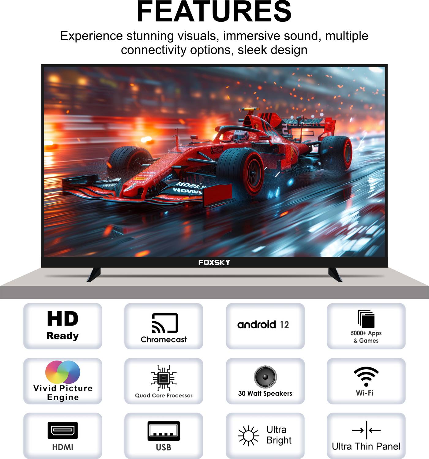 Foxsky 109.0 cm (43 inch) QLED Smart Android TV 2026 Edition - Image 2