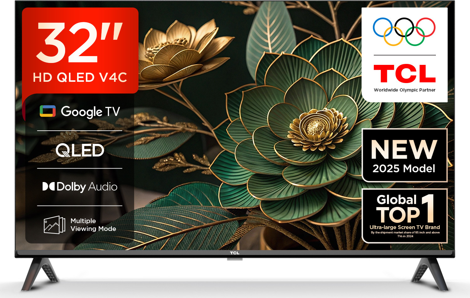 TCL V4C 80.04 cm (32 inch) QLED HD Ready Smart Google TV with 100