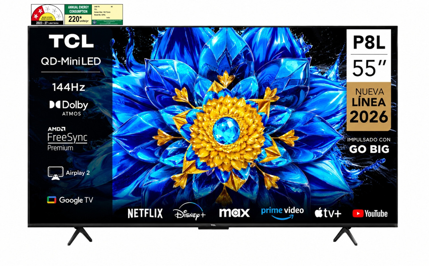 Image of TCL TCL QD-Mini LED 139 cm (55 inch) Ultra HD (4K) Mini LED Smart Google TV 2026 Edition with QD-MINI LED Dimming|144Hz Refresh Rate| HVA Panel | TCL Ai | Slim & Unibody