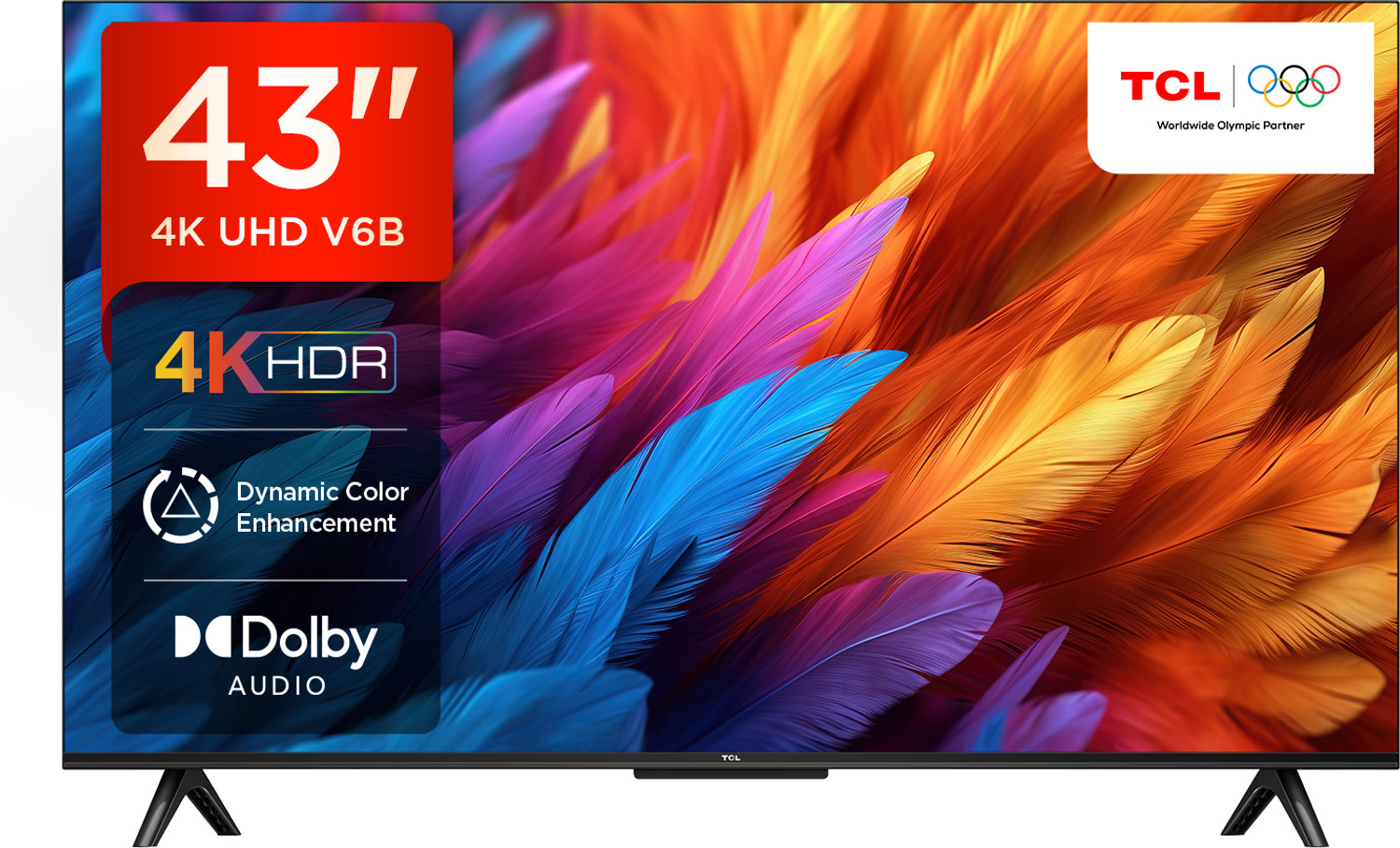 Image of TCL V6B 108 cm (43 inch) Ultra HD (4K) LED Smart Google TV with 24W Dolby Audio and Metallic Bezel-Less