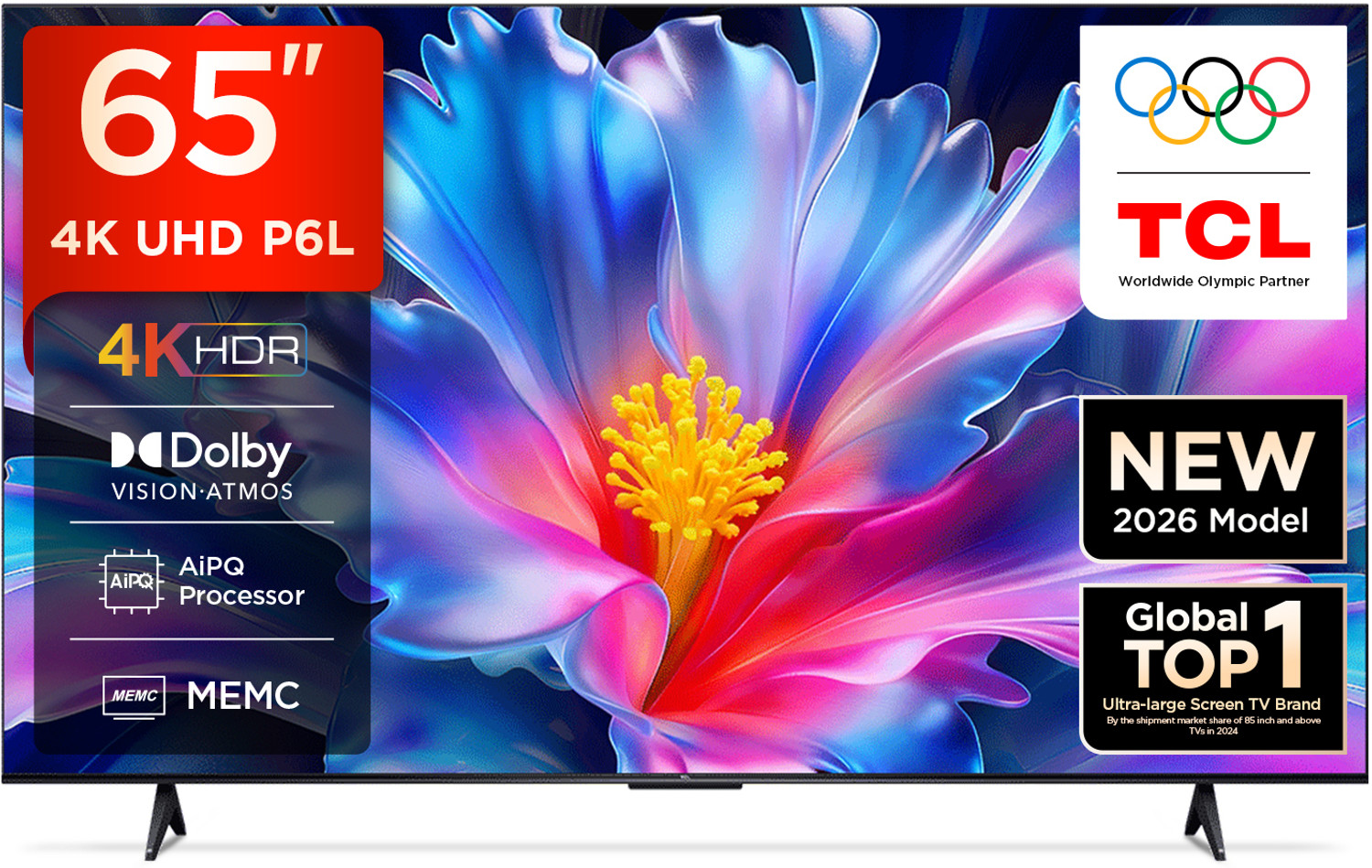 Image of TCL P6L 164 cm (65 inch) Ultra HD (4K) LED Smart Google TV 2026 Edition with MEMC Dolby Vision-Atmos AipQ Processor Game Master HVA Panel & Metallic Bezel-Less