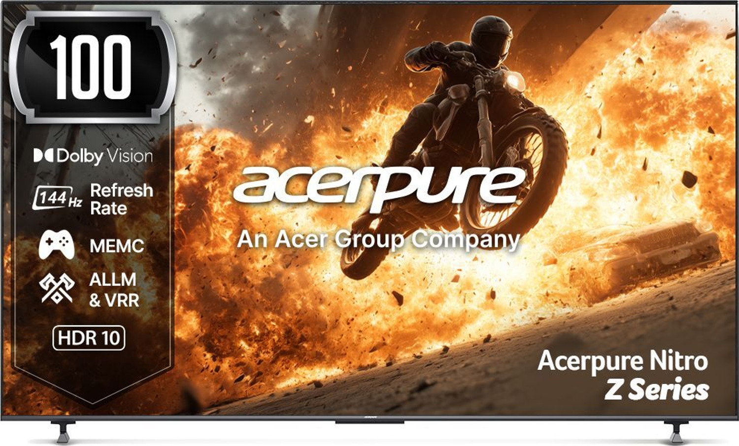 Image of acerpure Nitro Z Series 254 cm (100 inch) QLED Ultra HD (4K) Smart Google TV with 144 Hz GTV 3.0 AP100UG75PNTO5| Android 11 |Dolby Vision & Dolby Atmos|60W Sound| ALLM |VRR | MEMC |Gaming |Wall Mount | Dual Wi-Fi