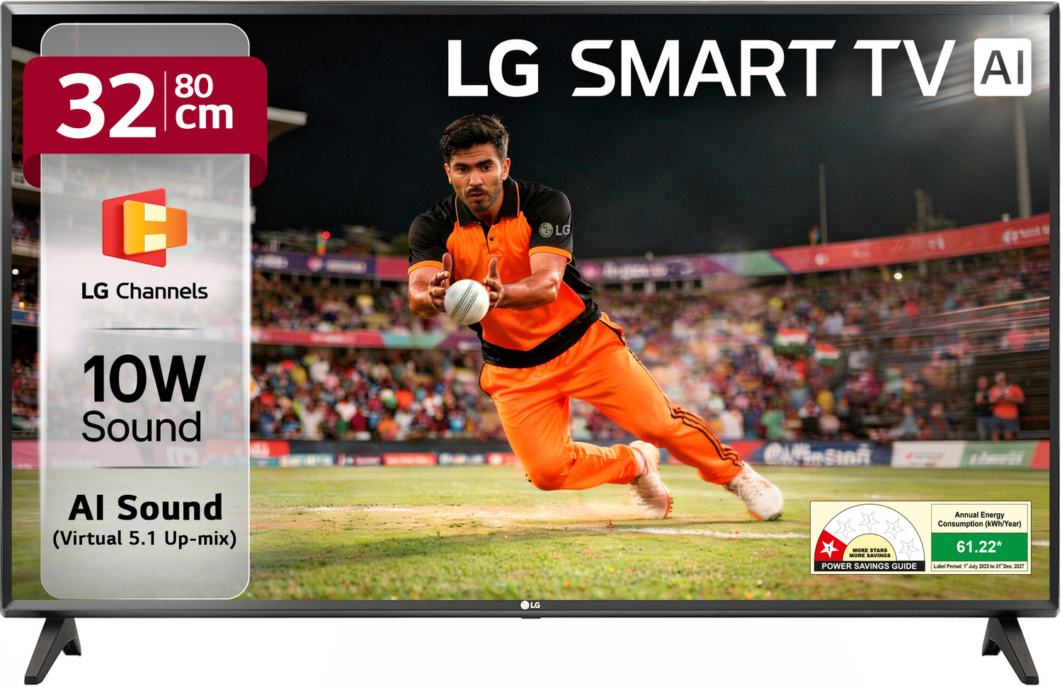 Image of LG LR570 80 cm (32 inch) HD Ready LED Smart WebOS TV with Alpha5 Gen 6 AI Processor 125+ Free LG Channels AI Brightness Control AI Sound (Virtual Surround 5.1 Up-mix) FTA Satellite Port Magic Remote Compatible 60Hz Refresh Rate Alexa Built In Works with Hey Google