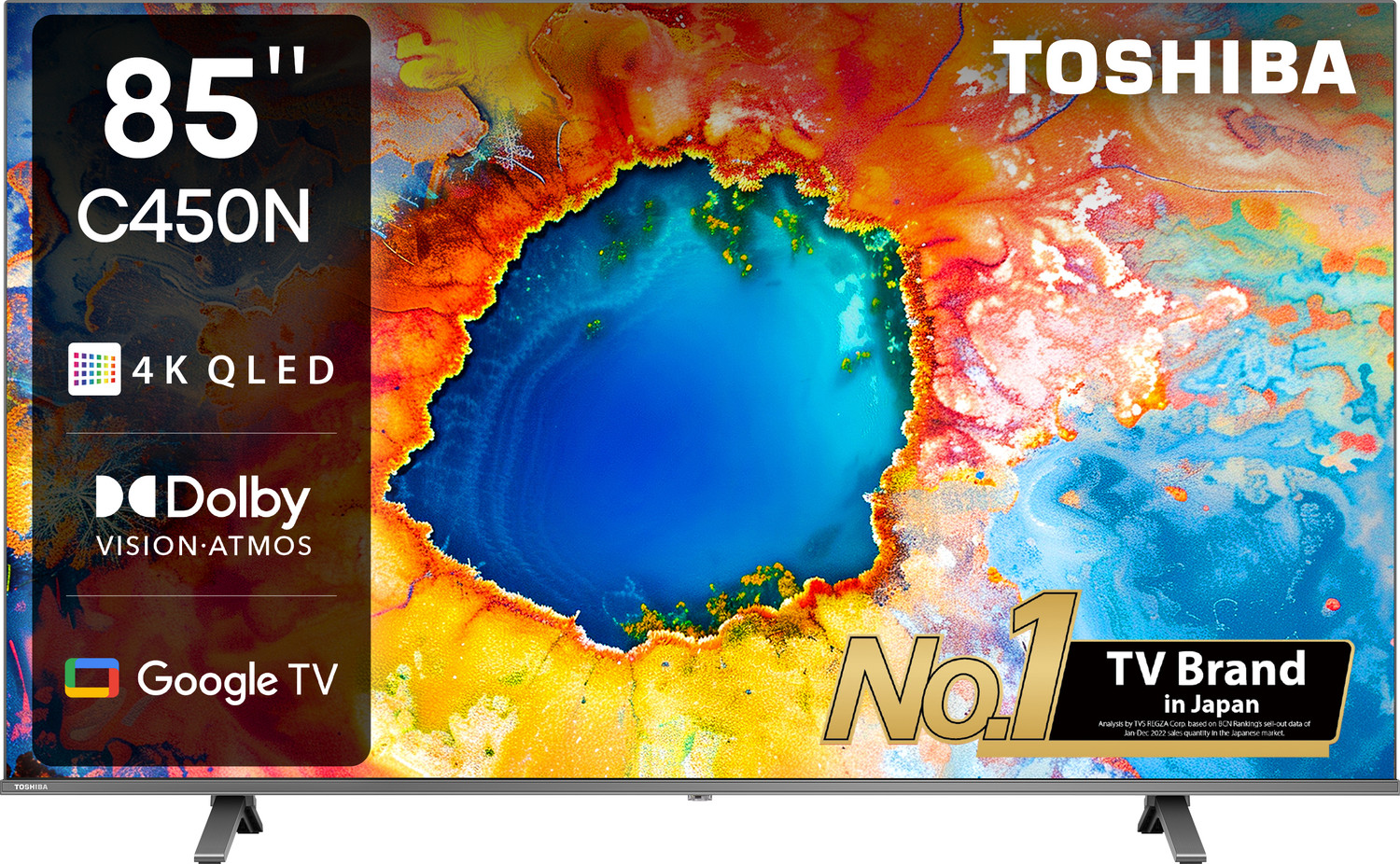 Image of TOSHIBA C450NP 215 cm (85 inch) QLED Ultra HD (4K) Smart Google TV with Dolby Vision Atmos and REGZA Engine ZR