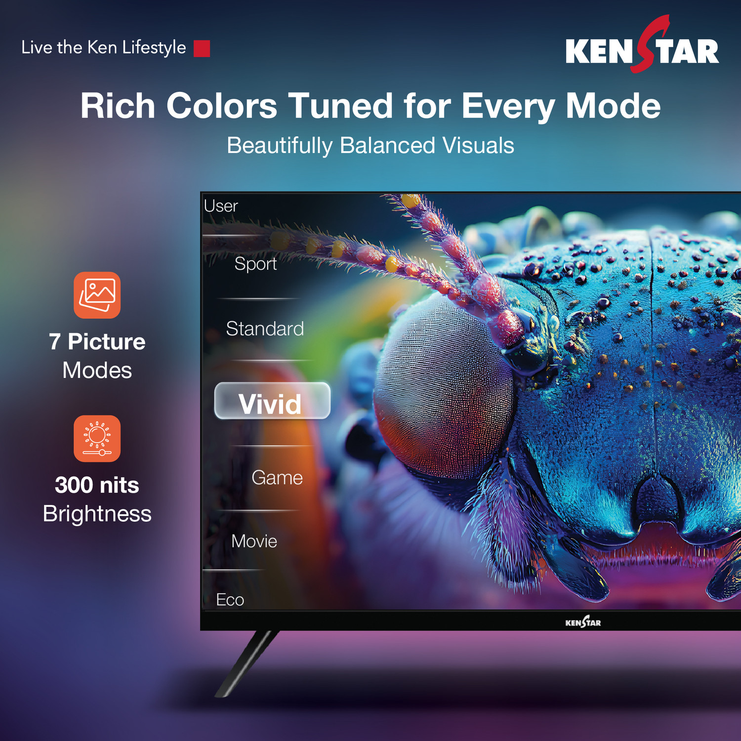 Image of Kenstar 80 cm (32 inch) QLED HD Ready Smart Coolita TV 2025 Edition with 20W Speakers 300 Nits Brightness Bezel-less Design 300+ Live Channels Voice Control by Coolink App
