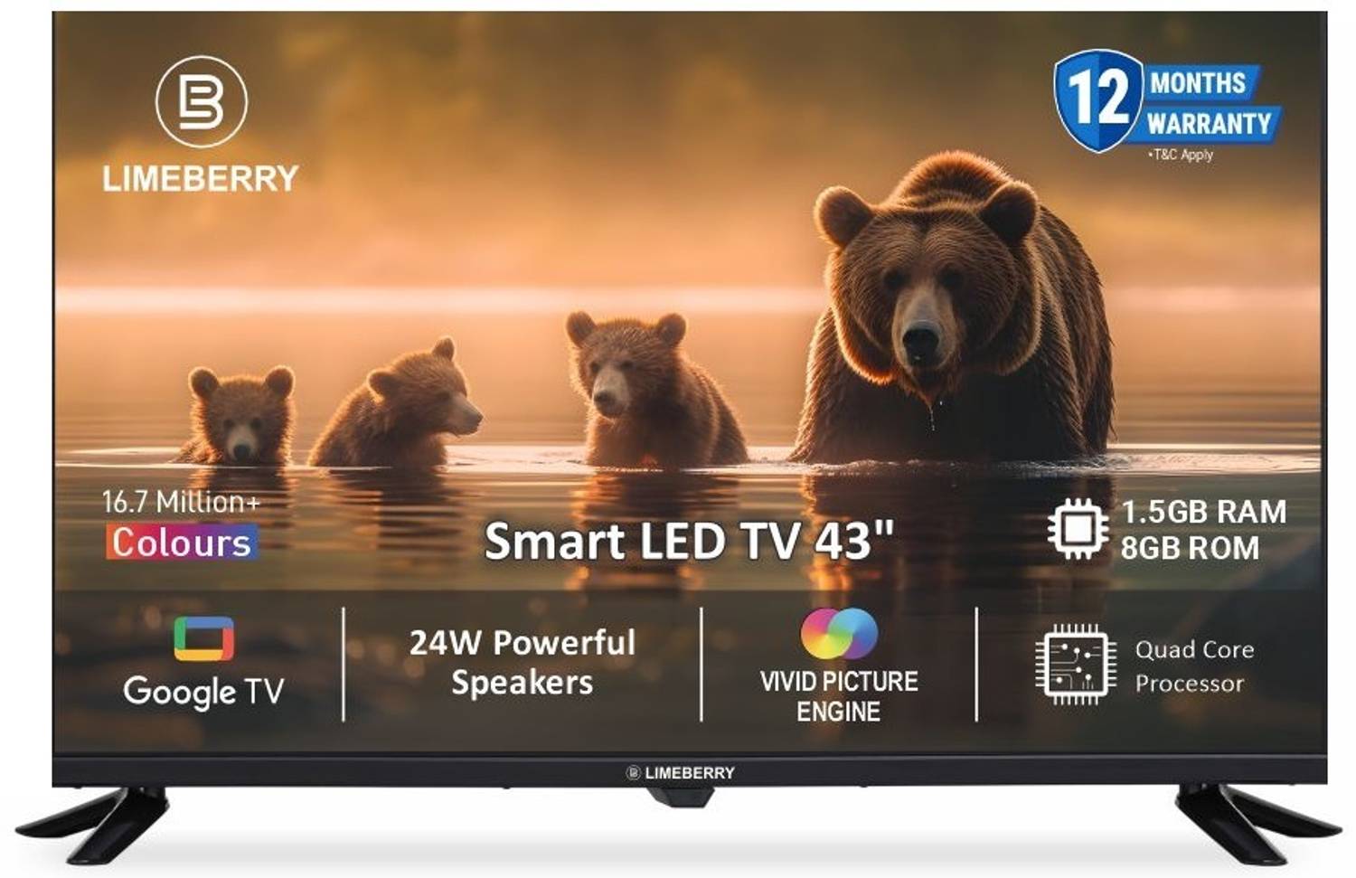 LIMEBERRY LIMEBERRY 2025A 109 cm (43 inch) Full HD LED Smart Google TV with Remote price history chart and lowest price