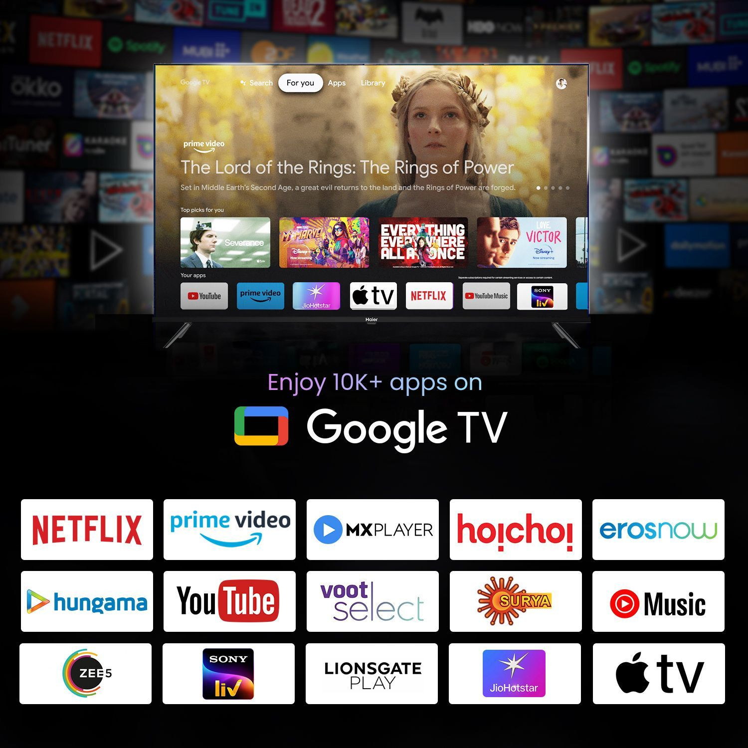 Image of Haier W400UG 109 cm (43 inch) Ultra HD (4K) LED Smart Google TV with Dolby Audio | MEMC