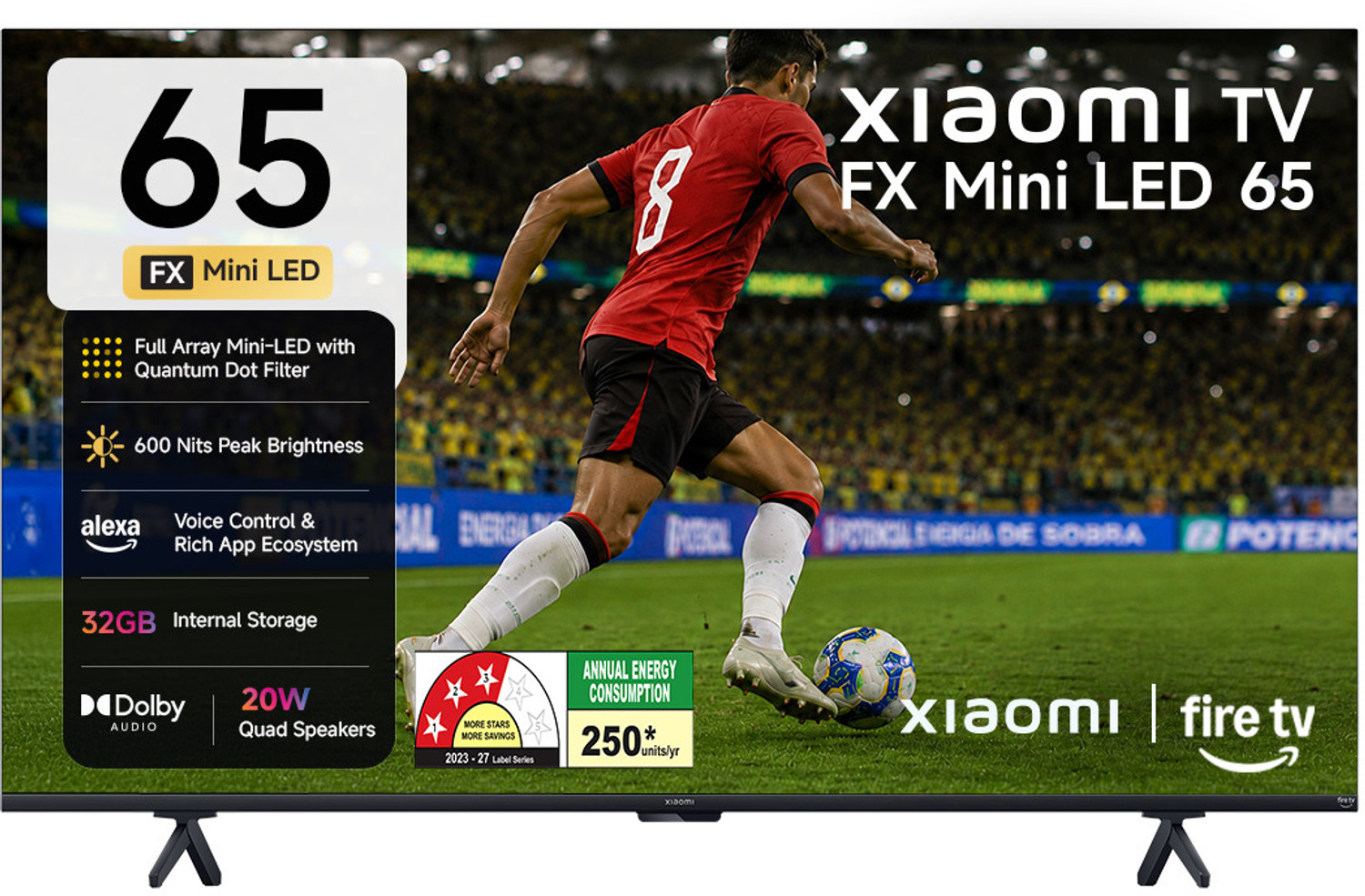 Image of XIAOMI FX Series 165.1 cm (65 inch) Ultra HD (4K) Mini LED Smart Fire TV 2026 Edition with QLED TECHNOLOGY, Alexa built-in , Quantum Dot Filter , DLG 120Hz , HDR 10+, 32 GB Storage , Dolby Audio, Premium Metallic Finish Design , Film-maker Mode , Mi TV