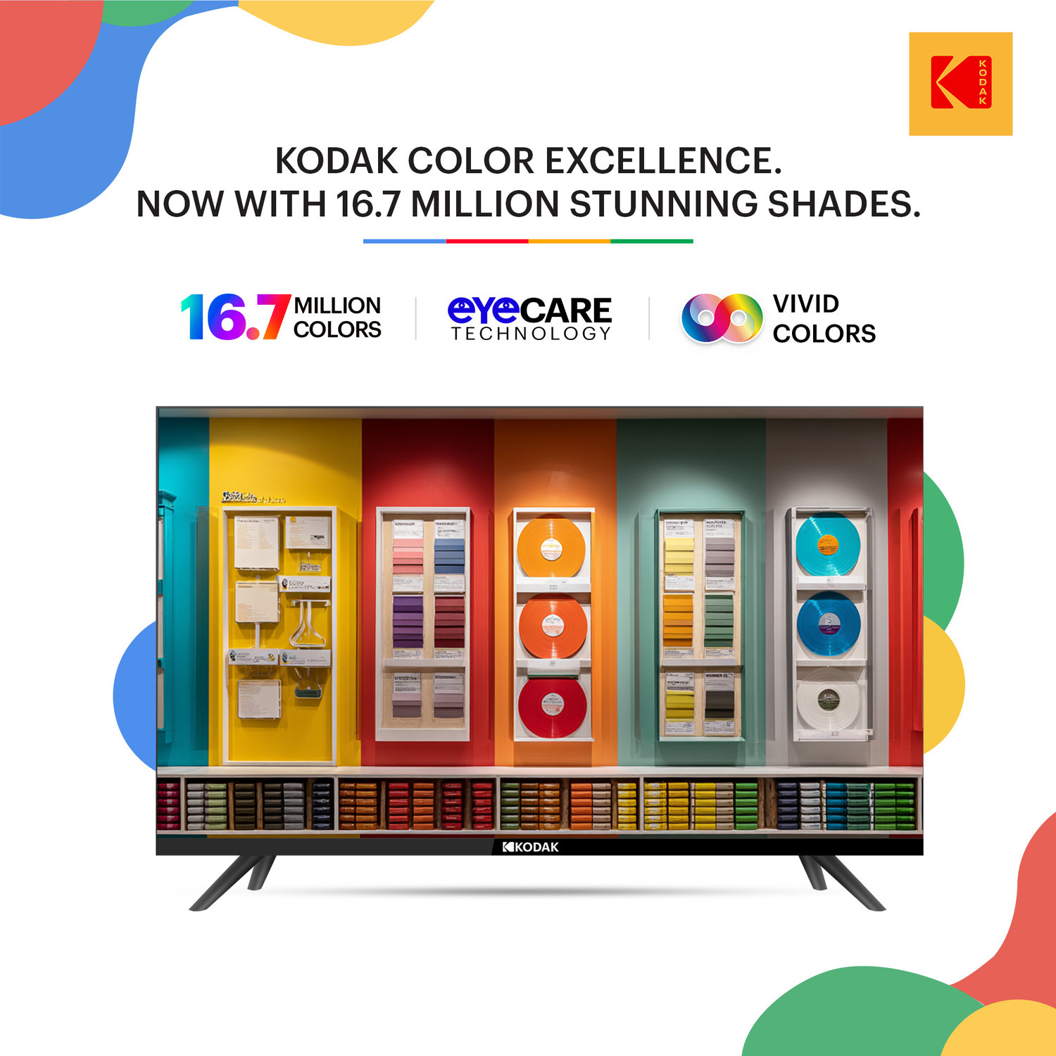 Image of KODAK 80 cm (32 inch) QLED HD Ready Smart Google TV 2026 Edition with Google Voice Assistant Remote Control 40 Watt Sound Output Dolby Sound 600+ Free Live Channels Digital Tuner Eye Care Technology 10000+ Apps & Games Bezel Less Design Chromecast