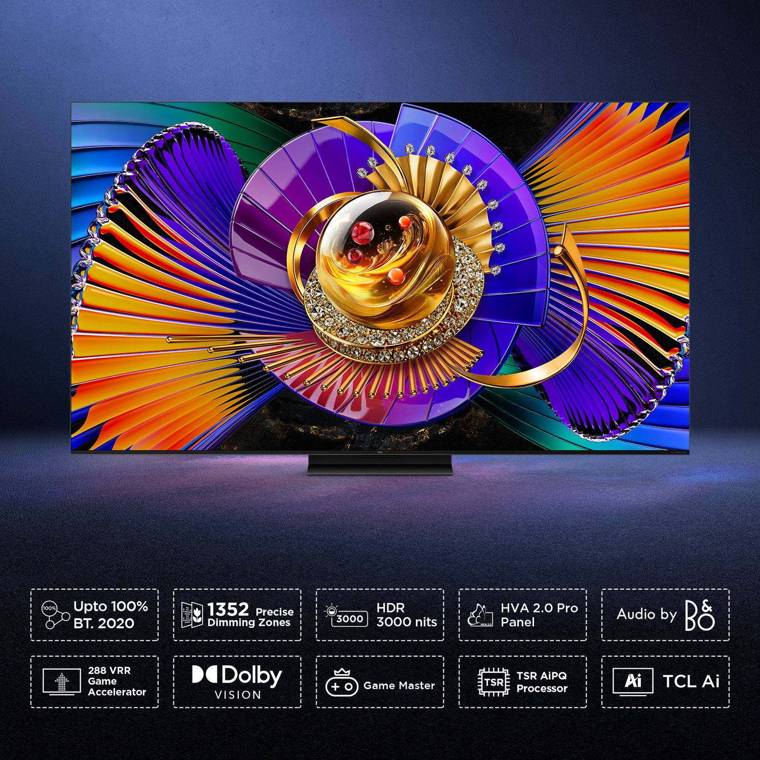 Image of TCL C7L 189 cm (75 inch) Ultra HD (4K) Mini LED Smart Google TV 2026 Edition with Audio by Bang & Olufsen Hi-End Speakers 1352 Precise Dimming Zones Up to HDR 2700 nits HVA 2.0 Panel with Up to 100% BT & Premium Gaming Experience SQD-Mini LED