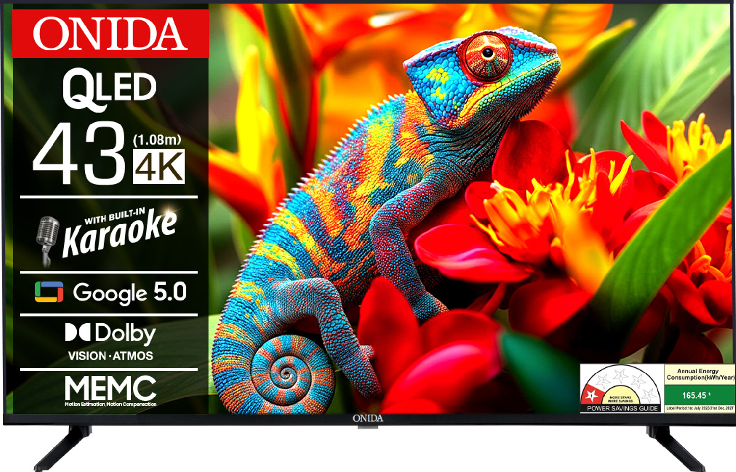 Image of ONIDA Karaoke Series 108 cm (43 inch) QLED Ultra HD (4K) Smart Google TV 2025 Edition with Google 5.0, MEMC