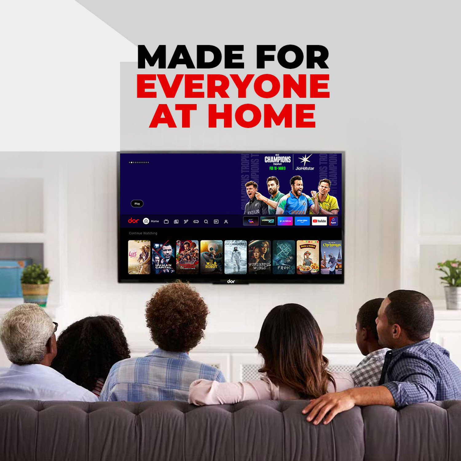 Image of Dor 109 cm (43 inch) QLED Ultra HD (4K) Smart Dor OS TV with 24+ OTT Apps including Prime Video / JioHotstar / Zee5 & more, 300+ TV Channels, Dolby Audio